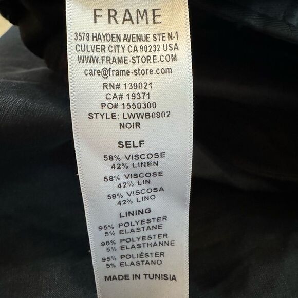 FRAME Wide‎ Leg Linen Blend Trousers High Rise Black Size 8 - Picture 13 of 14